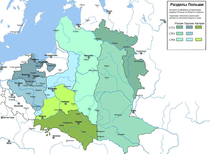 Территориальные приобретения России, Пруссии и Австрии