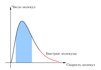 Рисунок 1. Распределение молекул по скоростям